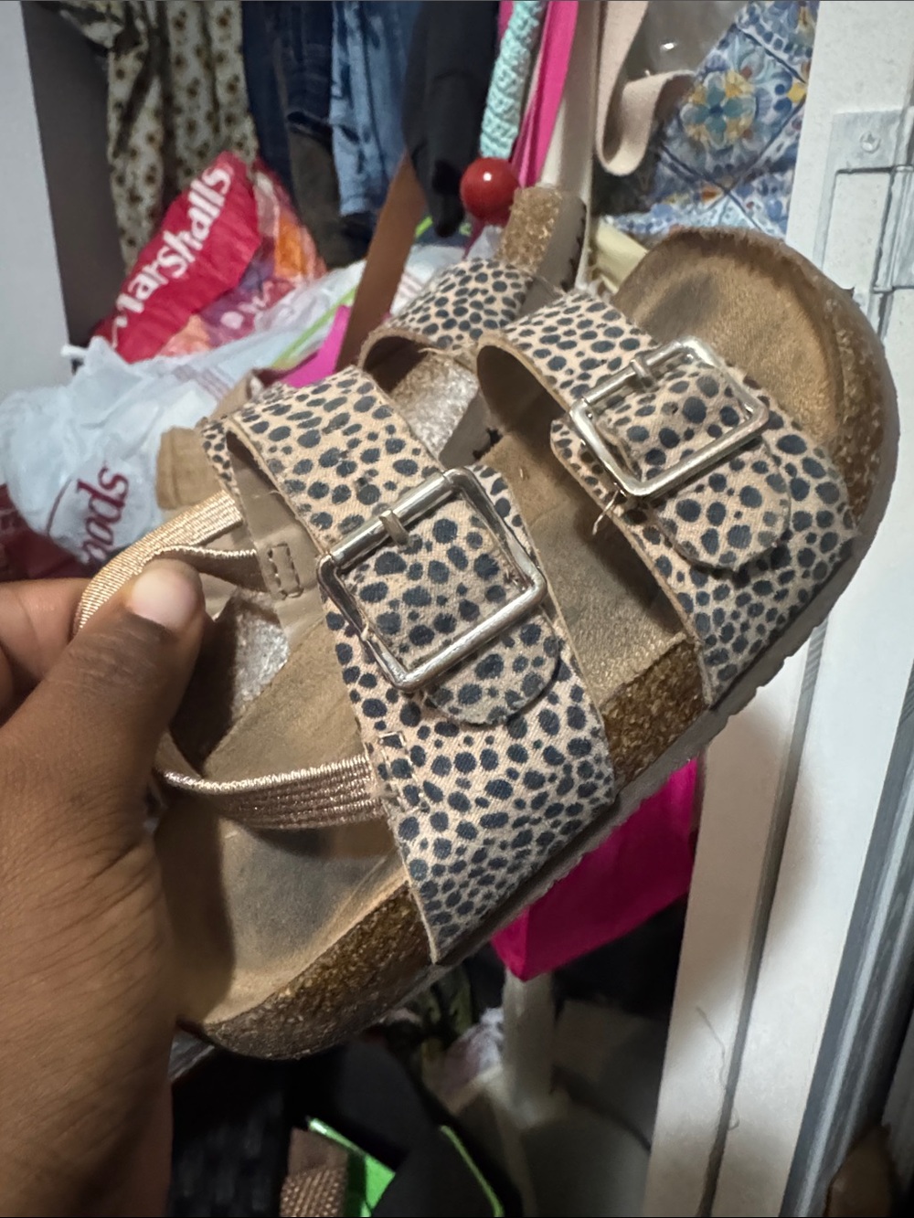Kids Leopard Print Buckle Sandals - Neutral